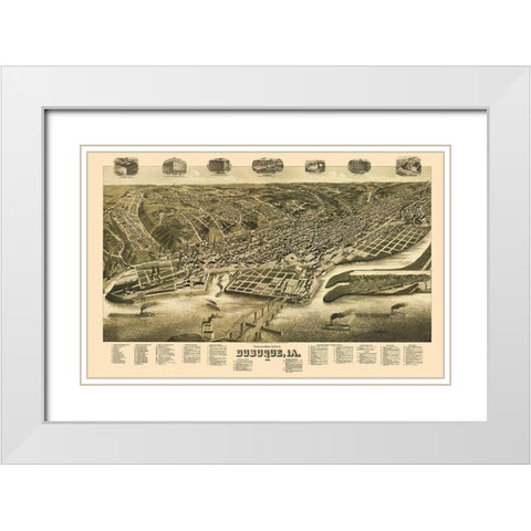 Dubuque Iowa - Wellge 1889 White Modern Wood Framed Art Print with Double Matting by Wellge