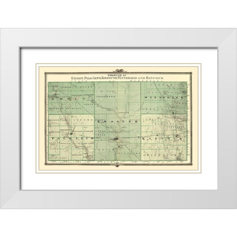 Palo Alto Iowa Landowner - Andreas 1874 White Modern Wood Framed Art Print with Double Matting by Andreas