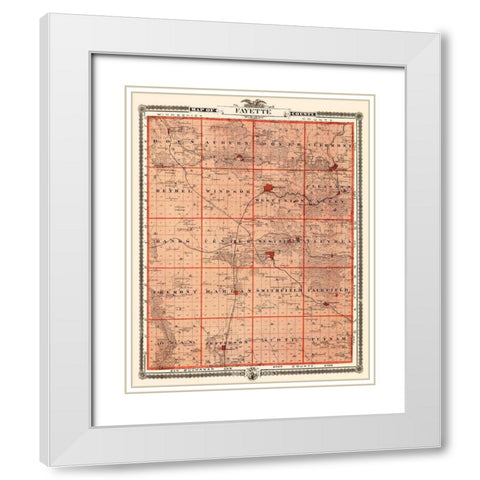 Fayette Iowa Landowner - Andreas 1874 White Modern Wood Framed Art Print with Double Matting by Andreas