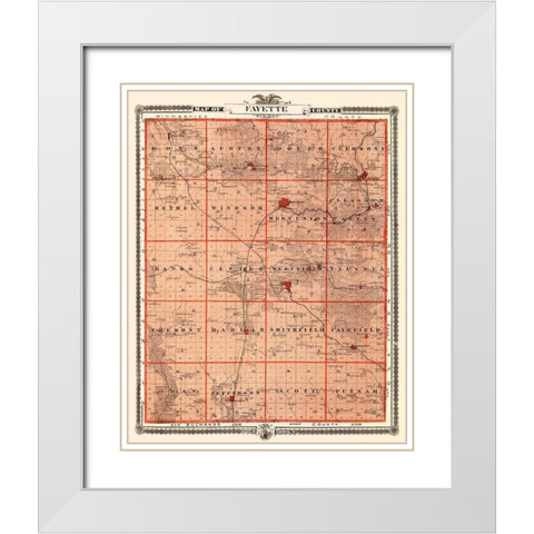 Fayette Iowa Landowner - Andreas 1874 White Modern Wood Framed Art Print with Double Matting by Andreas