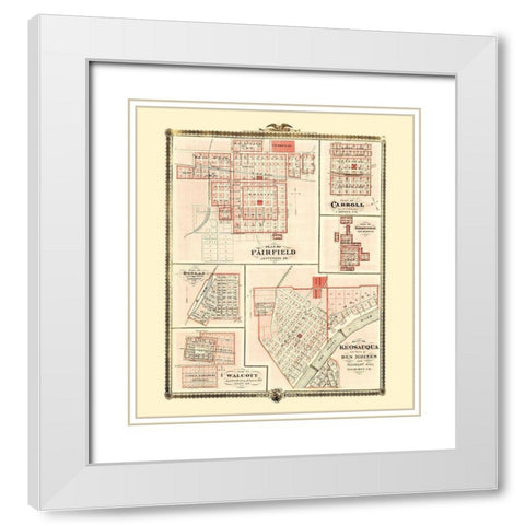 Fairfield, Carroll, Birmingham, Walcott, Keosauqua White Modern Wood Framed Art Print with Double Matting by Andreas