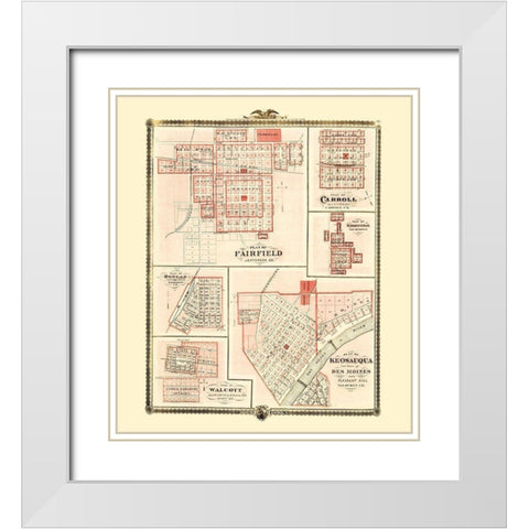 Fairfield, Carroll, Birmingham, Walcott, Keosauqua White Modern Wood Framed Art Print with Double Matting by Andreas