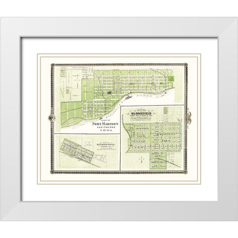 Fort Madison, Mechanicsville, Bloomfield Iowa White Modern Wood Framed Art Print with Double Matting by Andreas