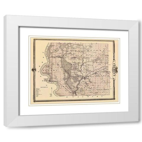 Fremont Iowa Landowner - Andreas 1875 White Modern Wood Framed Art Print with Double Matting by Andreas