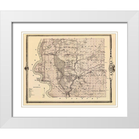 Fremont Iowa Landowner - Andreas 1875 White Modern Wood Framed Art Print with Double Matting by Andreas
