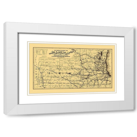 Galena and Chicago Union Railroad - Colton 1862 White Modern Wood Framed Art Print with Double Matting by Colton