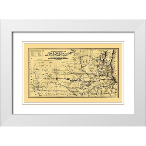 Galena and Chicago Union Railroad - Colton 1862 White Modern Wood Framed Art Print with Double Matting by Colton