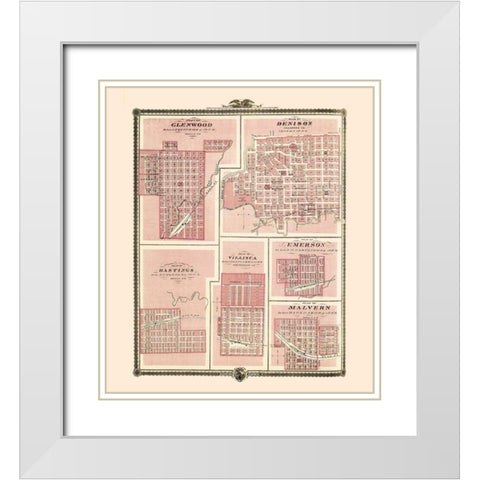 Glenwood, Denison, Hastings Iowa - Andreas 1874 White Modern Wood Framed Art Print with Double Matting by Andreas