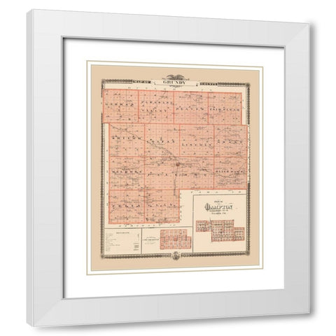 Grundy Iowa Landowner - Andreas 1874 White Modern Wood Framed Art Print with Double Matting by Andreas