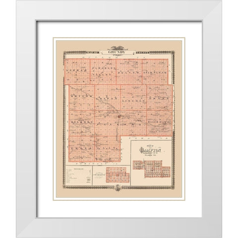 Grundy Iowa Landowner - Andreas 1874 White Modern Wood Framed Art Print with Double Matting by Andreas