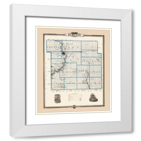 Hamilton Iowa Landowner - Andreas 1874 White Modern Wood Framed Art Print with Double Matting by Andreas