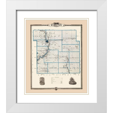 Hamilton Iowa Landowner - Andreas 1874 White Modern Wood Framed Art Print with Double Matting by Andreas