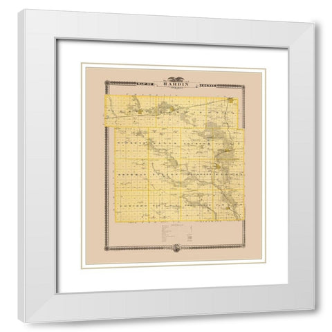 Hardin Iowa Landowner - Andreas 1874 White Modern Wood Framed Art Print with Double Matting by Andreas