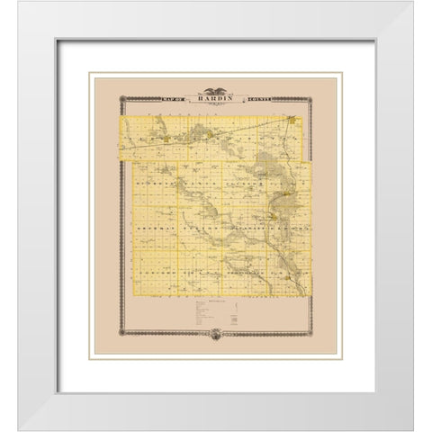 Hardin Iowa Landowner - Andreas 1874 White Modern Wood Framed Art Print with Double Matting by Andreas