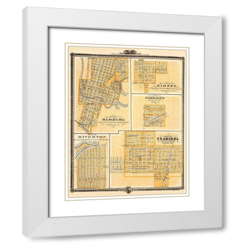 Hamburg, Sidney, Farragut, Riverton, Clarinda Iowa White Modern Wood Framed Art Print with Double Matting by Andreas