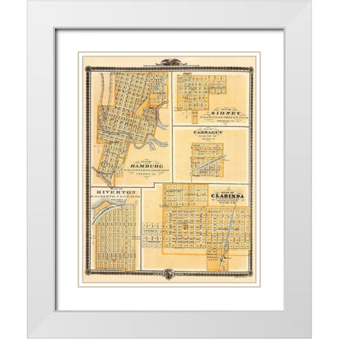 Hamburg, Sidney, Farragut, Riverton, Clarinda Iowa White Modern Wood Framed Art Print with Double Matting by Andreas