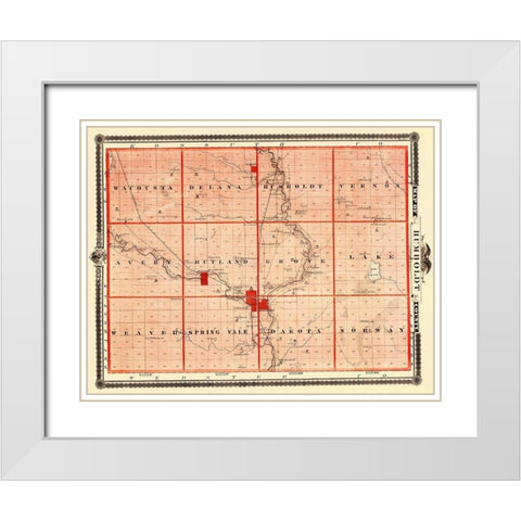 Humboldt Iowa Landowner - Andreas 1874 White Modern Wood Framed Art Print with Double Matting by Andreas