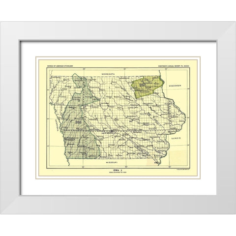 Iowa - Hoen 1896 White Modern Wood Framed Art Print with Double Matting by Hoen