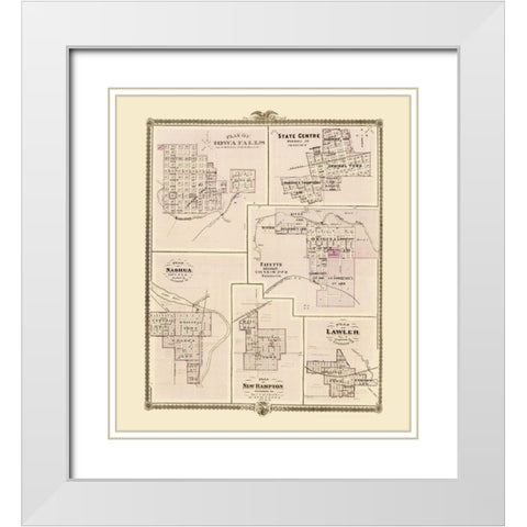 Iowa Falls, Nashua, Fayette, State Centre Iowa White Modern Wood Framed Art Print with Double Matting by Andreas
