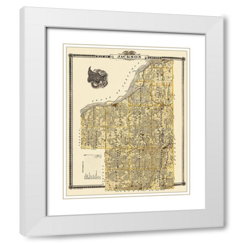 Jackson Iowa Landowner - Shober 1875 White Modern Wood Framed Art Print with Double Matting by Shober