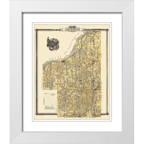 Jackson Iowa Landowner - Shober 1875 White Modern Wood Framed Art Print with Double Matting by Shober