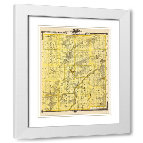 Jasper Iowa - Shober 1875 White Modern Wood Framed Art Print with Double Matting by Shober