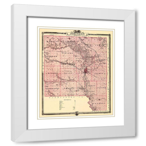 Johnson Iowa Landowner - Andreas 1874 White Modern Wood Framed Art Print with Double Matting by Andreas
