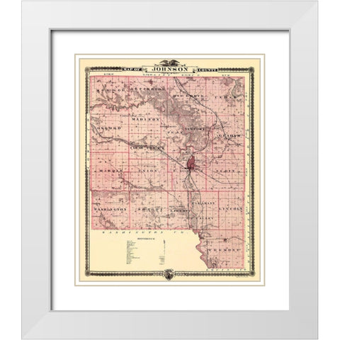 Johnson Iowa Landowner - Andreas 1874 White Modern Wood Framed Art Print with Double Matting by Andreas