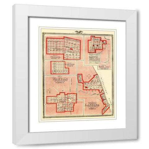 Lansing, Waukon, Cresco, Mason, Butler Iowa White Modern Wood Framed Art Print with Double Matting by Andreas