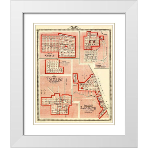 Lansing, Waukon, Cresco, Mason, Butler Iowa White Modern Wood Framed Art Print with Double Matting by Andreas