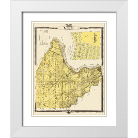 Lee Iowa - Shober 1875 White Modern Wood Framed Art Print with Double Matting by Shober