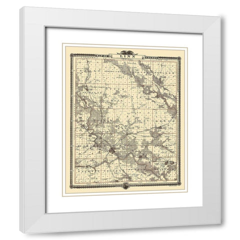 Linn  Mt Vernon Iowa Landowner - Shober 1875 White Modern Wood Framed Art Print with Double Matting by Shober