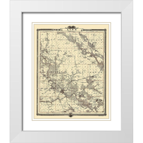 Linn  Mt Vernon Iowa Landowner - Shober 1875 White Modern Wood Framed Art Print with Double Matting by Shober