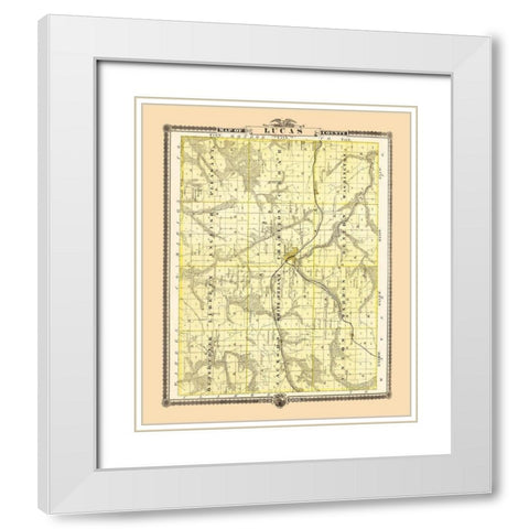 Lucas Iowa Landowner - Andreas 1874 White Modern Wood Framed Art Print with Double Matting by Andreas