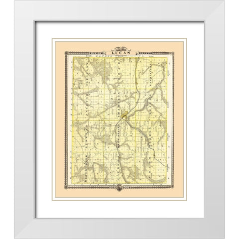 Lucas Iowa Landowner - Andreas 1874 White Modern Wood Framed Art Print with Double Matting by Andreas