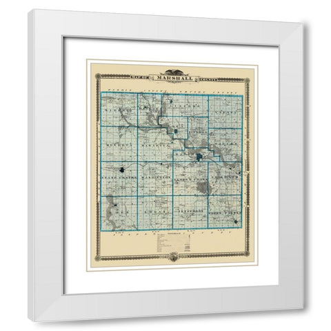 Marshall Iowa Landowner - Shober 1875 White Modern Wood Framed Art Print with Double Matting by Shober