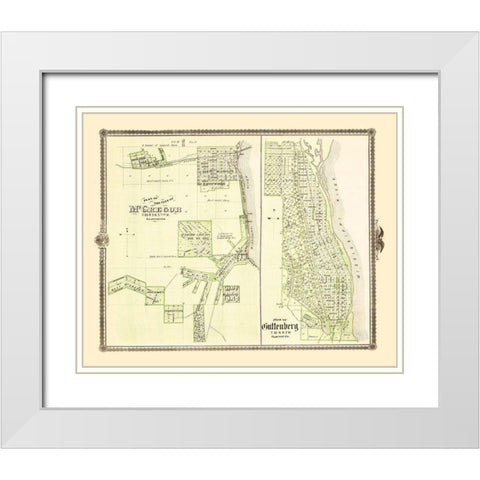 Mcgregor, Guttenberg Iowa Landowner - Andreas 1874 White Modern Wood Framed Art Print with Double Matting by Andreas