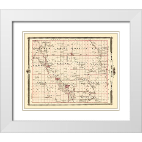Mitchell Iowa Landowner - Andreas 1874 White Modern Wood Framed Art Print with Double Matting by Andreas