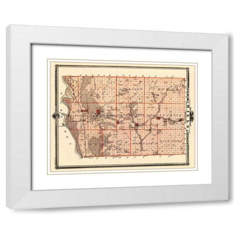 Mills Iowa - Shober 1875 White Modern Wood Framed Art Print with Double Matting by Shober