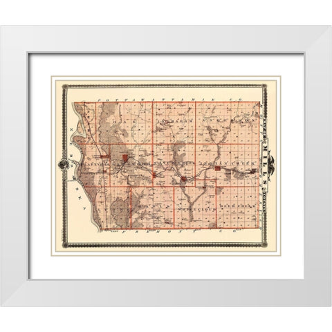 Mills Iowa - Shober 1875 White Modern Wood Framed Art Print with Double Matting by Shober