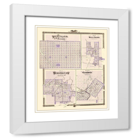 Osage, West Union, Webster City, Clermont Iowa White Modern Wood Framed Art Print with Double Matting by Andreas