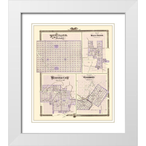 Osage, West Union, Webster City, Clermont Iowa White Modern Wood Framed Art Print with Double Matting by Andreas