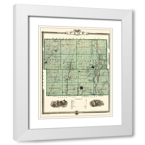 Page Iowa Landowner - Andreas 1874 White Modern Wood Framed Art Print with Double Matting by Andreas