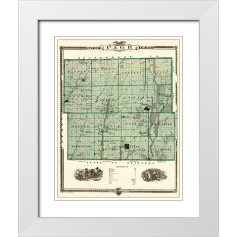 Page Iowa Landowner - Andreas 1874 White Modern Wood Framed Art Print with Double Matting by Andreas