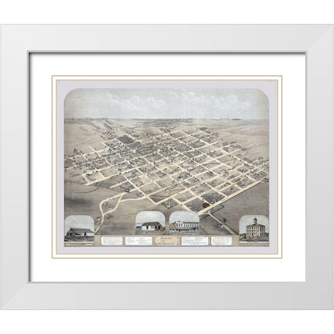 Pella Iowa - Koch 1869  White Modern Wood Framed Art Print with Double Matting by Koch