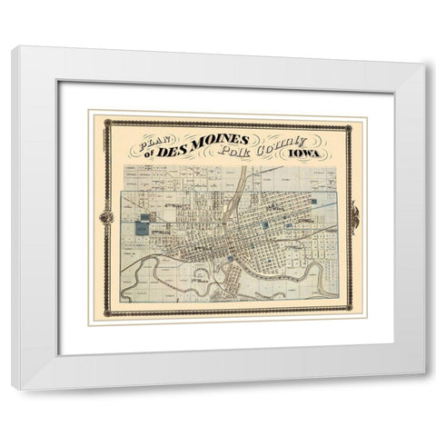 Des Moines Iowa Landowner - Andreas 1875 White Modern Wood Framed Art Print with Double Matting by Andreas