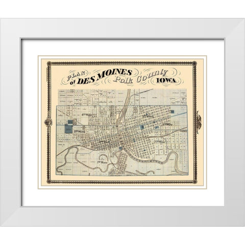 Des Moines Iowa Landowner - Andreas 1875 White Modern Wood Framed Art Print with Double Matting by Andreas