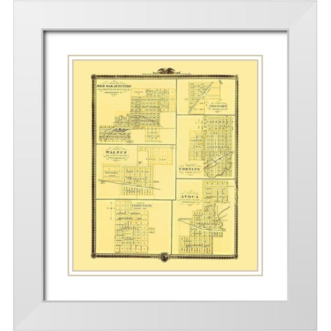 Red Oak Junction, Prescott, Walnut, Corning Iowa White Modern Wood Framed Art Print with Double Matting by Andreas