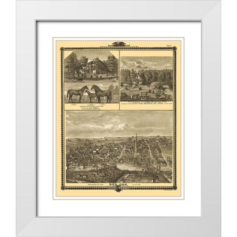 Red Oak Iowa - Andreas 1875 White Modern Wood Framed Art Print with Double Matting by Andreas