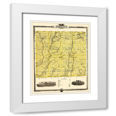 Ringgold Iowa Landowner - Andreas 1875 White Modern Wood Framed Art Print with Double Matting by Andreas